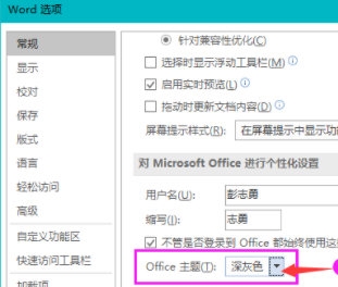 《word》深灰色的Office主题具体设置教程